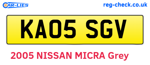 KA05SGV are the vehicle registration plates.