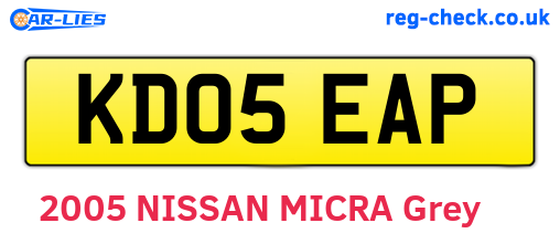 KD05EAP are the vehicle registration plates.