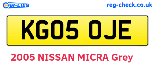 KG05OJE are the vehicle registration plates.