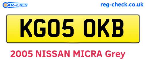 KG05OKB are the vehicle registration plates.