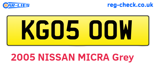 KG05OOW are the vehicle registration plates.