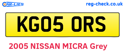 KG05ORS are the vehicle registration plates.