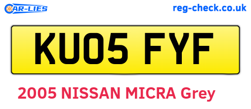 KU05FYF are the vehicle registration plates.