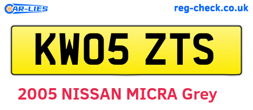 KW05ZTS are the vehicle registration plates.