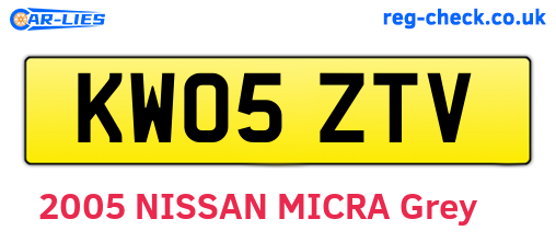 KW05ZTV are the vehicle registration plates.