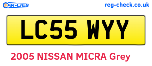 LC55WYY are the vehicle registration plates.
