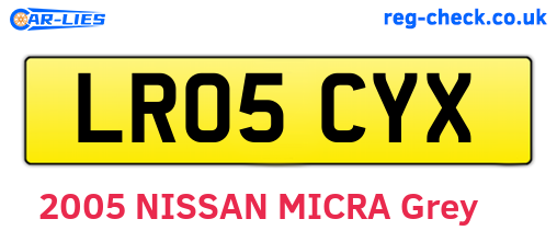 LR05CYX are the vehicle registration plates.