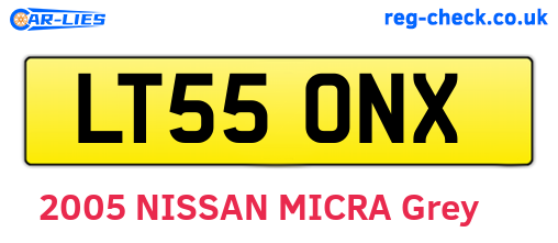LT55ONX are the vehicle registration plates.