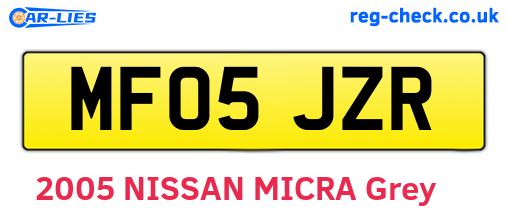 MF05JZR are the vehicle registration plates.