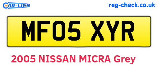 MF05XYR are the vehicle registration plates.