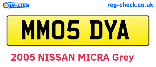MM05DYA are the vehicle registration plates.