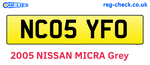 NC05YFO are the vehicle registration plates.