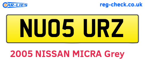 NU05URZ are the vehicle registration plates.
