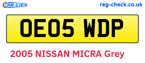 OE05WDP are the vehicle registration plates.