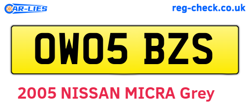 OW05BZS are the vehicle registration plates.