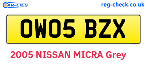 OW05BZX are the vehicle registration plates.