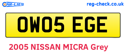 OW05EGE are the vehicle registration plates.