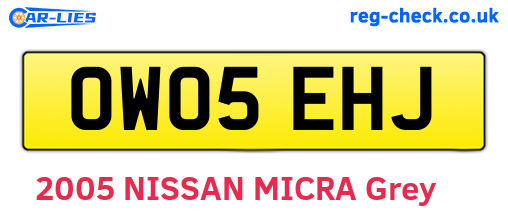 OW05EHJ are the vehicle registration plates.