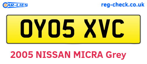 OY05XVC are the vehicle registration plates.