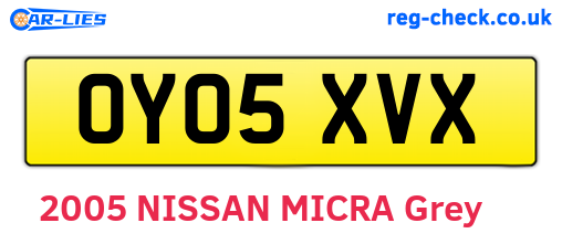 OY05XVX are the vehicle registration plates.