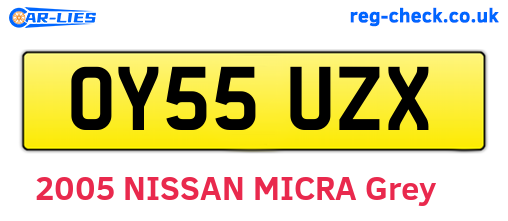 OY55UZX are the vehicle registration plates.