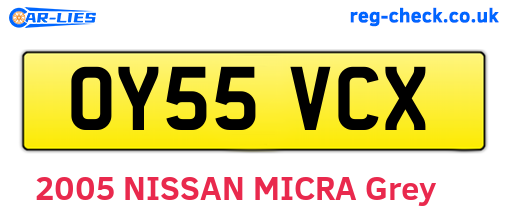 OY55VCX are the vehicle registration plates.