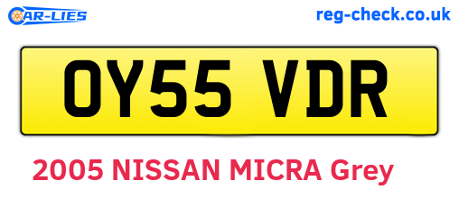 OY55VDR are the vehicle registration plates.