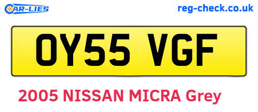 OY55VGF are the vehicle registration plates.