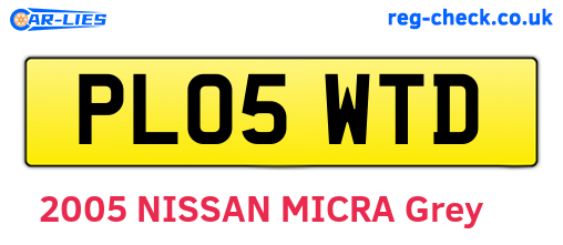 PL05WTD are the vehicle registration plates.