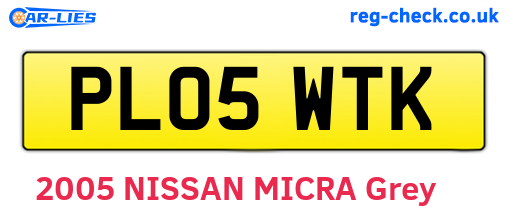 PL05WTK are the vehicle registration plates.