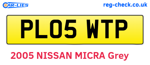 PL05WTP are the vehicle registration plates.