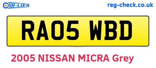 RA05WBD are the vehicle registration plates.