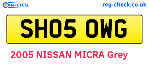 SH05OWG are the vehicle registration plates.