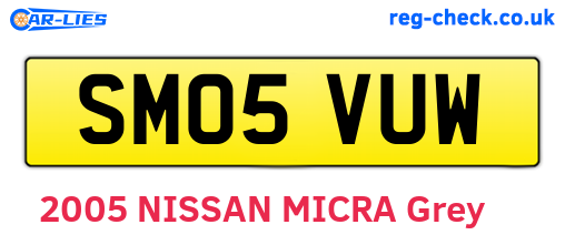 SM05VUW are the vehicle registration plates.