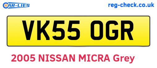 VK55OGR are the vehicle registration plates.