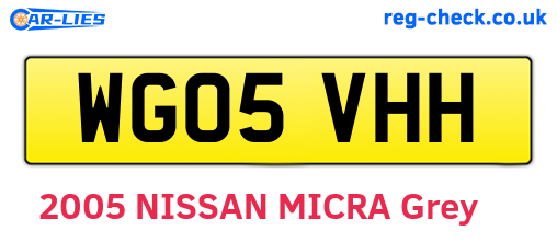 WG05VHH are the vehicle registration plates.