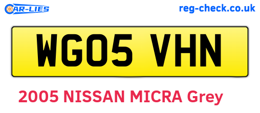 WG05VHN are the vehicle registration plates.