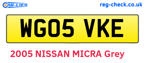 WG05VKE are the vehicle registration plates.