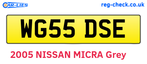 WG55DSE are the vehicle registration plates.