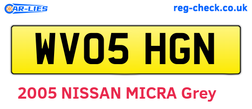 WV05HGN are the vehicle registration plates.