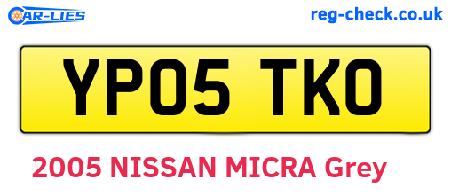 YP05TKO are the vehicle registration plates.