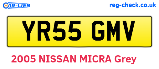 YR55GMV are the vehicle registration plates.