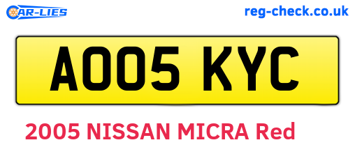 AO05KYC are the vehicle registration plates.