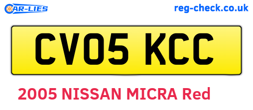 CV05KCC are the vehicle registration plates.