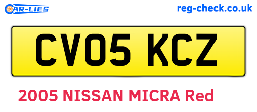 CV05KCZ are the vehicle registration plates.