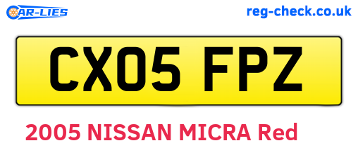 CX05FPZ are the vehicle registration plates.