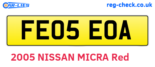 FE05EOA are the vehicle registration plates.