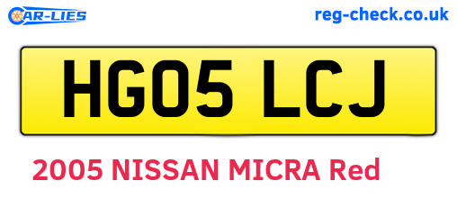 HG05LCJ are the vehicle registration plates.