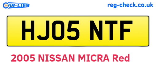 HJ05NTF are the vehicle registration plates.