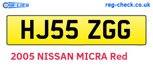 HJ55ZGG are the vehicle registration plates.